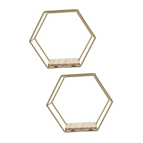 Veemoon 2stücke Wandmontiertes Hexagon Regalsystem Wandregal Für Pflanzen Und Dekoration Multifunktionale Aufbewahrungslösung Für Schlafzimmer Badezimmer Goldene Farbe von Veemoon