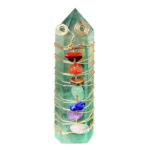 Veenewy Säule aus Naturkristall, Handwerk aus Kristall, Dekoration, 1 Stück, Grün, E von Veenewy
