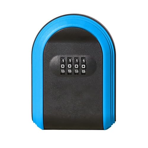 Veenewy Schlüsseltresor, wetterfest, 4-stellige Kombination, Sicherheits-Aufbewahrungsbox für Außenschlüssel, Wandschloss, Schwarz und Blau von Veenewy