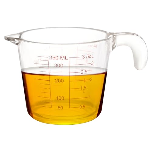 350 ml Glasmessbecher mit 4 Arten von Maßstäben, markieren Sie hitzebeständige klare Milchmesskrug mit Griffmikrowelle Messglaskrug für die Küchenbacken von Veesper