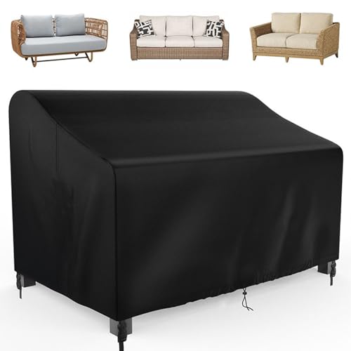 Bankabdeckung im Freien 53x26x35in wasserdichte schwarze Stuhl Beschützer mit Kordelschließung faltbare minimalistische Gartenmöbelabdeckung für Terrasse Yard von Veesper