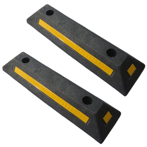 Parkstopper für Garage 2 Packung 19 -Zoll schwere Gummiplastik -Parkblock Reflektierender Garagenhilfe für Autoassistent in der Auffahrt oder Gemeinde von Veesper