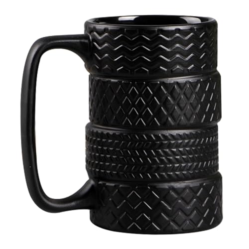 Veesper Reifen -Neuheit Tasse, Großkapazität Keramik 3D -Reifenbecher Großauto Tasse mit tragbaren kühlen Kaffee -Reifen -Tassen für Haushaltswagenliebhaber im Büro von Veesper