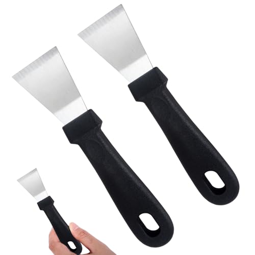 Reinigung von Schaber 2pcs Edelstahl -Schaber -Schaberwerkzeug für Herdküche Fliesen Wandfarbe Entfernen tragbarer multifunktionaler schwarz gekrümmter Set von Veesper