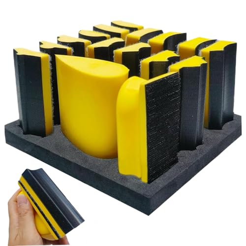 Schaumschleifenblöcke 16pcs Handschleifblock Set mit austauschbaren verschiedenen Formen Konturschleifer mit klebenden Befestigungswerkzeugen für die Holzbearbeitung Schaumschleifenblöcke 16pcs Handschleifblock Set mit austauschbaren verschiedenen Formen Konturschleifer mit klebenden Befestigungswerkzeugen für die Holzbearbeitung von Veesper