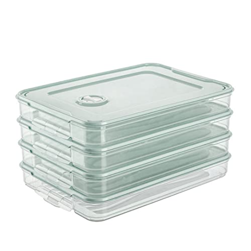 Veesper 3pcs Kühlschrank Lebensmittelhalter Dumpling Storage Box Case Food Organizer Tablett Einschichtstapel mit Deckel Kunststoff Grün von Veesper