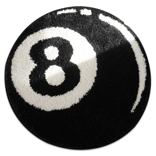 Veesper 8 Ball Teppich Room Dekor, 24 '' rund 8ball Teppich weich und abosorbent acht Ball Teppich Nicht -Schlupf -Fläche Teppich Teppich Teppichzimmerzubehör für Schlafzimmer von Veesper