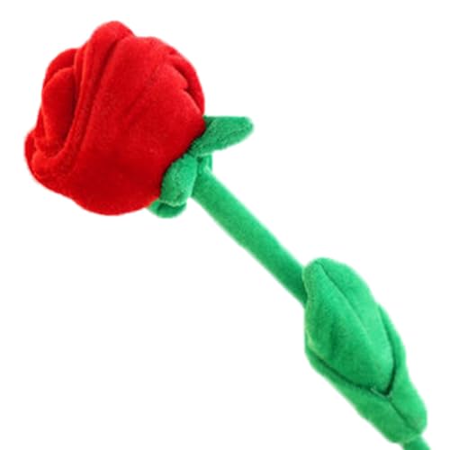 Veesper Blume Plüsch, künstliche Blumenplüsch Rose mit langem Flexibles Stiel, 12,6 Zoll realistische gefüllte Rosen Blumenplüschspielzeug für Restaurantbüro Hotel Haus, rot von Veesper