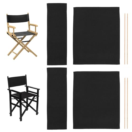 Veesper Direktorenstuhl Canvas Ersatz 8PCS/Set Schwarzer Ersatzabdeckungen für Direktorstuhl und Stuhl, elastischer Freizeitsitzschutz für Home Office und Outdoor -Stühle ohne Stühle von Veesper