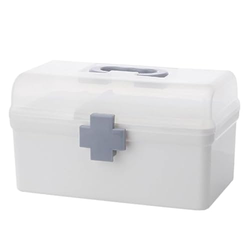 Veesper Erste-Hilfe-Box 21.2x4.7x4.9 Zoll Tragbare Medizin-Aufbewahrungsbox mit Griff und abnehmbarem fachstaubfestem, nicht rutscher Erste-Hilfe-Organisator für Heimbüro-Reisecamping von Veesper