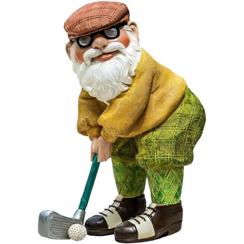 Veesper Garten Gnomes 4.7x2,4 Zoll Golf Spielen Lustige Gnom Harz lustig Golf Gnom Statue Neuheit Gnom Ornamente für Pation Yard Lawn Indoor Tabletop Wohnkultur, Gartengeschenk. von Veesper
