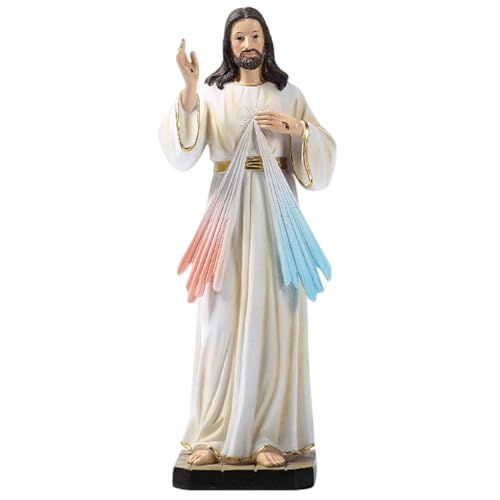 Veesper Jesus Statue Resin 3.5x3.5x11.6in Religiöser katholischer Figur dekorativer christlicher Skulptur für Weihnachtstisch Altar Gebetshausdekoration von Veesper