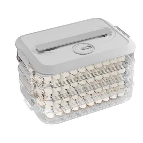 Veesper Knödelspeicherbox mit Deckel und Zeitrekorder, 4-Layer-Lebensmittel-Keksbehälter für Kühlschrank luftdicht stapelbare Kühlschrankbehälter für Klopfen für Knödelgefrierkältefleisch von Veesper