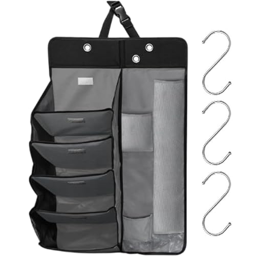 Veesper Multifunktional Hanging Car Storage Rack mit 5-stufiger Schuhregal & Regenschirmhalter, Rücksitzorganisator für SUV, LKW, MPV Travel Essentials von Veesper