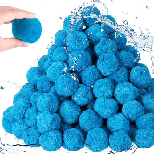 Veesper Poolfilterkugeln 1, 54 Pfund Faserfilter Medien Wiederverwendbare umweltfreundliche Blaue Badball Alternative zum Sand für Schwimmbad, Aquarium, Teich und Wasserfiltration von Veesper