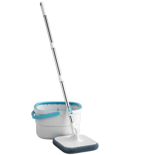 Quadratische Spin-Mopp und 2,5 l Eimer, 360 ° rotierende Spin-Mop, handgewaschene freie Mopp mit Eimer, Mop-Eimer mit Wringer-Mopp und Eimer-Sets für die Bodenreinigung von Veesper