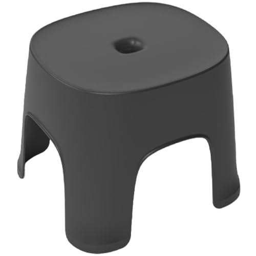 Veesper Schwarzer Plastikschritthocker, 8.1x7.7x6.3 Kleiner Fußhocker für Wohnzimmer, Badezimmer und Küche, Mehrzweck-Kompakthocker von Veesper