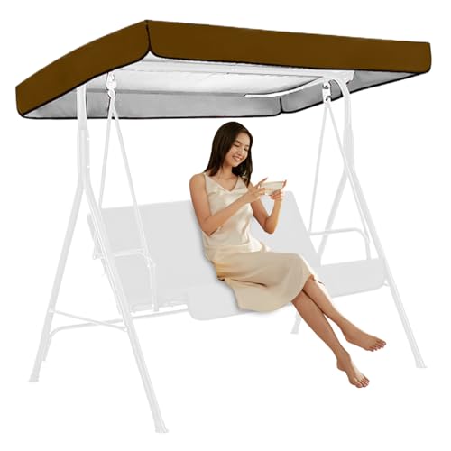 Veesper Swing -Baldachin Ersatz 75 x 47 Zoll wasserdichte Sonnenschutz Außenabdeckung Ersatz Terrasse Hängematte Baldachin Dach für Gartenstuhl Kaffee von Veesper