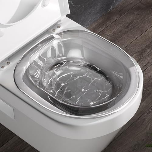 Veesper Tragbares Over-The-Toilett-Sitz-Badewanne 14 × 15 × 4 Zoll, Reise-Bidet-Ansatz mit Anti-Überfluss-Abfluss für Hämorrhoiden und Postpartale Pflege (transparentes Grau) von Veesper