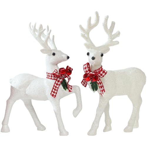 Veesper Weihnachts -Rentierdekor 2PCS Weiße Hirschfiguren mit rotem und weißem Schal, Urlaubshirschstatuen für Weihnachtstafel, Mantel, Regal, Winterhochzeit und Wohnkultur Veesper Weihnachts -Rentierdekor 2PCS Weiße Hirschfiguren mit rotem und weißem Schal, Urlaubshirschstatuen für Weihnachtstafel, Mantel, Regal, Winterhochzeit und Wohnkultur von Veesper