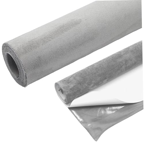 Wildleder -Wickelwagen Innenraum 20x59 Zoll Selbstklebstoff grau Wildleder Steigungsfahrzeugverpackung Headliner -Stoff für Autowagen SUV RV Dekoration von Veesper