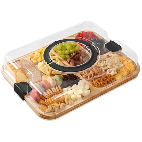 Wurstwarenbrett mit Deckelbambus -Servierschale mit klaren Deckelgründen und 6 Fächern für Käse -Snack -Frucht -Vorspeise Küche Party Lebensmittel Display Wurstwarenbrett mit Deckelbambus -Servierschale mit klaren Deckelgründen und 6 Fächern für Käse -Snack -Frucht -Vorspeise Küche Party Lebensmittel Display von Veesper