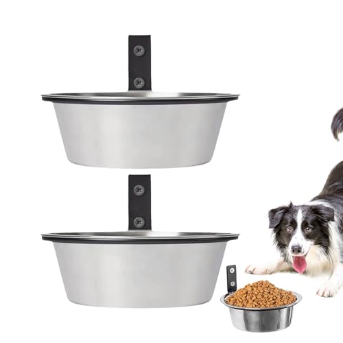 Edelstahl Hundenapf | Futter Und Wassernapf Für Hunde Wandmontage - 2 Stück Auslaufsichere Futterschale Für Katzen Mit Klappbarem Ständer Haustierzubehör von Veeteah
