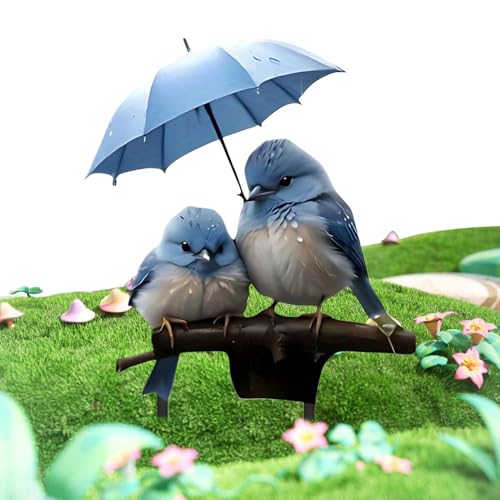 Gartenstäbe,Acryl 2D Flacher Vogel mit Regenschirm Gartenstab - Deko Stäbe Zum Einsetzen In Pflanztöpfe Rasen Terrasse Eingangsbereich von Veeteah