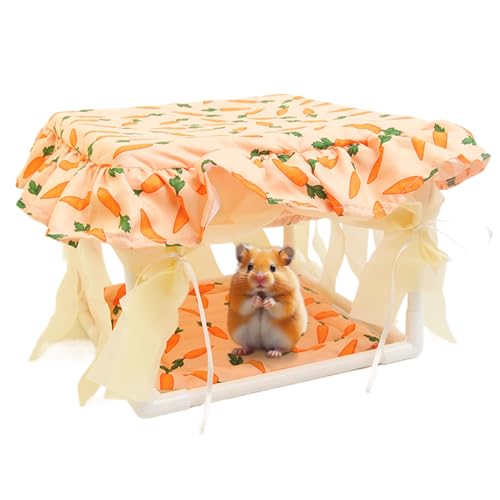 Hamsterhaus | Kleintier Nesthaus Häuschen Hütte - Kuscheliges Quasten Tür Versteck Spielbereich Schlafplatz Für Hamster Mäuse Chinchilla Kaninchen von Veeteah