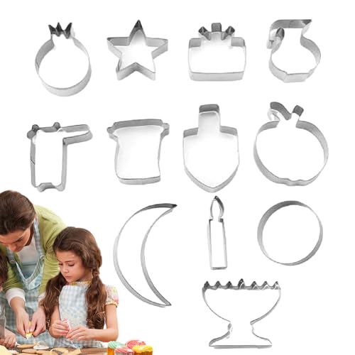 Keksform-Set, 12 Stück Chanukka-Keksformen, Küche Backen Gadgets Cookie Cutter Form für Keks Kuchen Pfannkuchen für Kinder Jungen Mädchen Veeteah von Veeteah