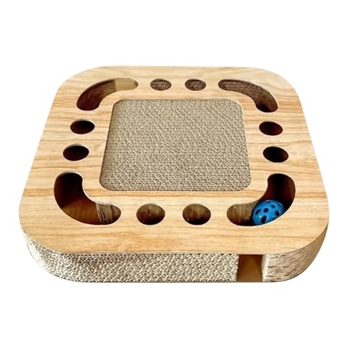 Kratzbrett Für Katzen | Katzenkratzbrett Mit Krallenpflege - Interaktives Spielzeug Mit 2 Klingelbällen Zum Schutz Ihrer Möbel Mit Katzenminze Für Katzenspielspaß Indoor von Veeteah