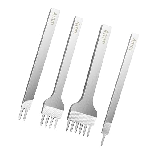Leder Stanzset Für Nähte - 4-teiliges Stechbeitel-Set Für Lederverarbeitung,Stanzwerkzeug Aus Stahl Für Heimwerkstatt Unterwegs & Studio Leder Stanzset Für Nähte - 4-teiliges Stechbeitel-Set Für Lederverarbeitung,Stanzwerkzeug Aus Stahl Für Heimwerkstatt Unterwegs & Studio von Veeteah