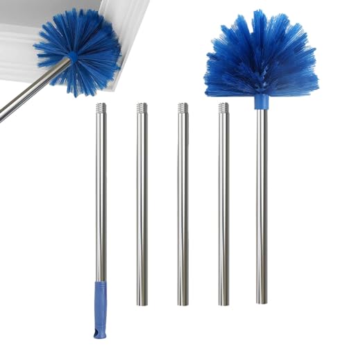Veeteah Spinnennetzbürste mit Verlängerungsstange - Robuste, ausziehbare Spinnennetzbürste mit Langer Stange | Staubwedel mit langem Griff für Decke, Ventilator, Möbelstaub, Reinigungsmittel, Nass von Veeteah