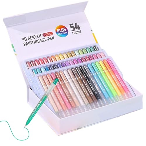 Veeteah Acryl Gel Stifte für das Zeichnen - Textilmarker | 1 Mm Feinspitze Glitzer 3D Malstift Zur Entspannungsmalerei Für Kunsthandwerk Textil Holz Glas Scrapbooking von Veeteah