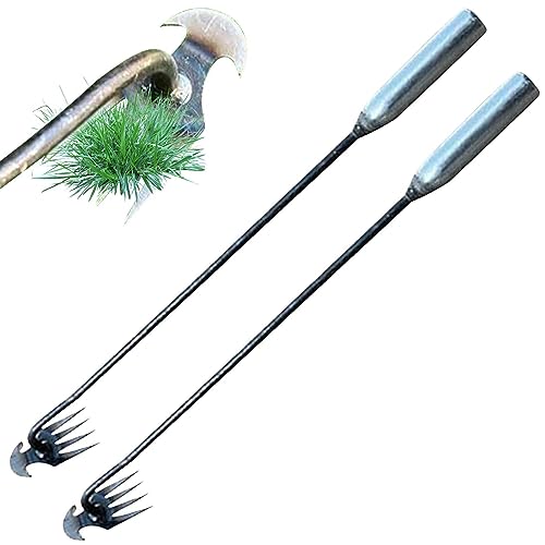 Veeteah Grasentferner - Gras-Handentferner aus Edelstahl mit 4 Zinken | Gartenhandwerkzeuge zum Entfernen von tief verwurzeltem Gras für Terrasse, Park, Garten, Rasen, Feld von Veeteah
