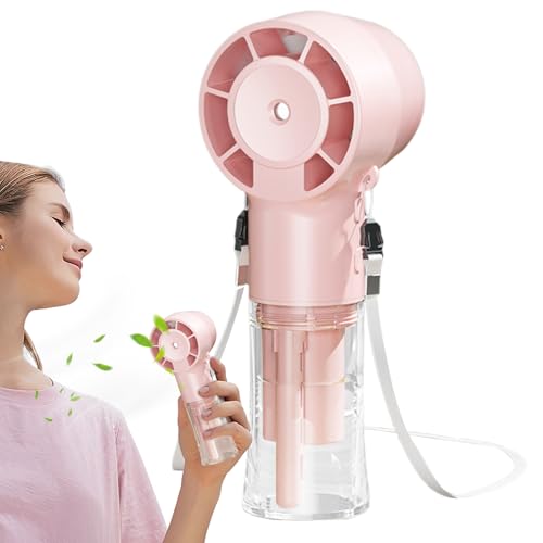 Veeteah Handlicher Nebelfächer - 12000 U/min Hochgeschwindigkeits-Ventilator mit Sprühnebel,USB-Aufladung Leiser Nackenkühler 1200mAh für heiße Tage Golf Stadion Camping von Veeteah