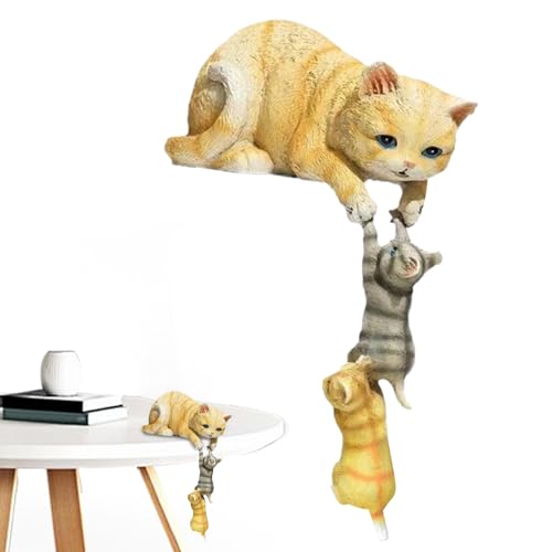 Veeteah Katzen Statue,Katzenstatue Süße Tierfiguren | Resin Skulptur Deko Schreibtischaccessoires Wohnaccessoires Bücherregal Wohnzimmer von Veeteah
