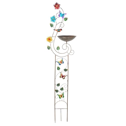 Vogelbad Für Den Außenbereich | Vogelfutter & Wasserschale | Kunst-Deko Wasserspender Mit Stützstab Für Pflanzen Im Garten Rasen Außenbereich von Veeteah