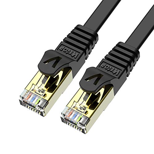 Veetop 2m x 2 Stück Lan Kabel Cat 7 Netzwerkkabel Patchkabel für 10 Gigabit Ethernet, Flexibel und Robust mit vergoldetem RJ45. Schwarz von Veetop