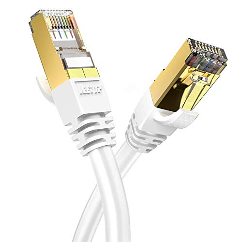 Veetop Cat8 LAN Kabel Netzwerkkabel Ethernetkabel Internetkabel Superschnell Flexibel und Robust mit Vergoldetem RJ45 (Weiß, 30m) von Veetop