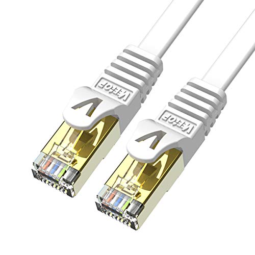 Veetop 5m x 2 Stück Lan Kabel Cat 7 Netzwerkkabel Patchkabel für 10 Gigabit Ethernet, Flexibel und Robust mit vergoldetem RJ45. Weiß von Veetop