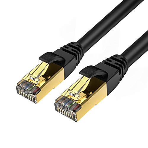 Veetop Cat8 Lan kabel Netzwerkkabel Ethernetkabel Internetkabel Superschnell Flexibel und Robust mit Vergoldetem RJ45 (Schwarz, 2m x 2 Stück) von Veetop