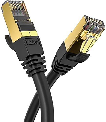 Veetop Cat8 Lan kabel 0,25m 0,5m 1m 2m 3m 5m 10meter 15meter 20meter 30meter 50meter Netzwerkkabel Ethernetkabel Internetkabel Superschnell Flexibel und Robust mit Vergoldetem RJ45 Schwarz von Veetop