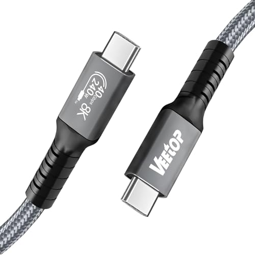 Veetop USB 4 Kabel USB C auf USB C Kabel thunderbolt 4, Unterstützt 8K HD Display, Ladekabel 40 Gbit/s Datentransfer, 240W USB4 Datenkabel Usbc to Usbc 1m von Veetop