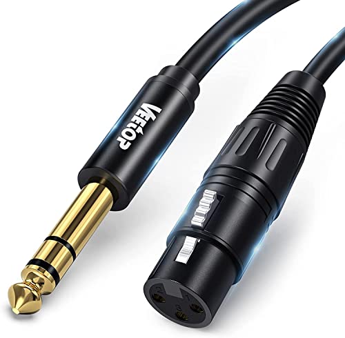 Veetop Kabel XLR Buchse auf TRS Mikrofonkabel XLR Female auf 6,35 mm Klinke mit Stecker 24K Vergoldete (1m) von Veetop