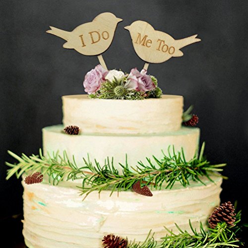 Veewon Hochzeitstorte Toppers Ich tue Mich zu lieben Vögel hölzerne Kuchen Topper Hochzeit Engagement Dekor Favor von Veewon
