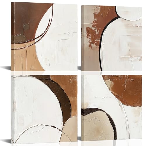 Vefacaiyo Abstrakte Leinwand-Wandkunst, Schwarz-Weiß-Handgemälde, moderner urbaner Kunstdruck für Wohnzimmer, Büro, gerahmt, fertig zum Aufhängen, Braun von Vefacaiyo