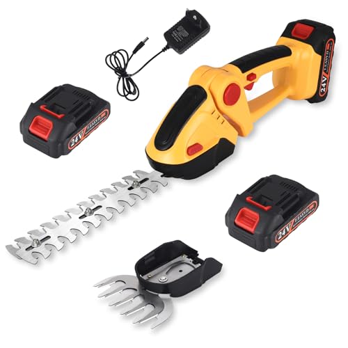 Elektrische Gartenschere Akku Heckenschere 21V Akku-Gartenschere 2-in-1 Strauch- und Grasschere mit 2 Akku von Vefacion