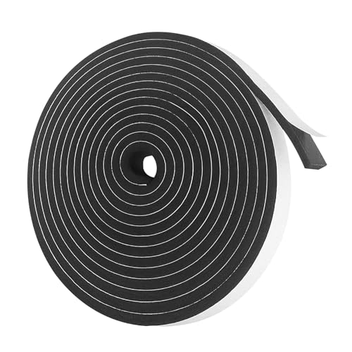 Vefhby Dichtungsband Selbstklebend, 12mm(B) x 12mm(D) Moosgummi Selbstklebend Schaumstoff für Türen Fenster Schalldämmung Anti-Kollision Staubdicht Dichtband (12mm x 12mm x 4m) von Vefhby