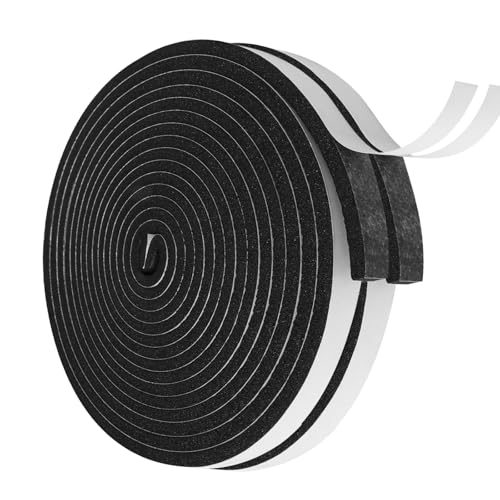Vefhby Dichtungsband Selbstklebend, 6mm(B) x 3mm(D) Moosgummi Selbstklebend Schaumstoff für Türen Fenster Schalldämmung Anti-Kollision Staubdicht Dichtband (6mm x 3mm x 8m-2 Rollen) von Vefhby